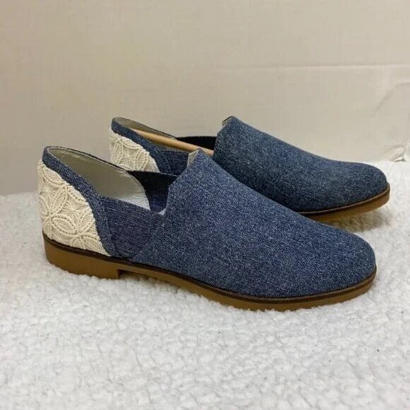 Lori Goldstein Shoes - NIB Lori Goldstein Women's Loafer Flat Shoes Blue Denim & Ivory Lace Size 6 M